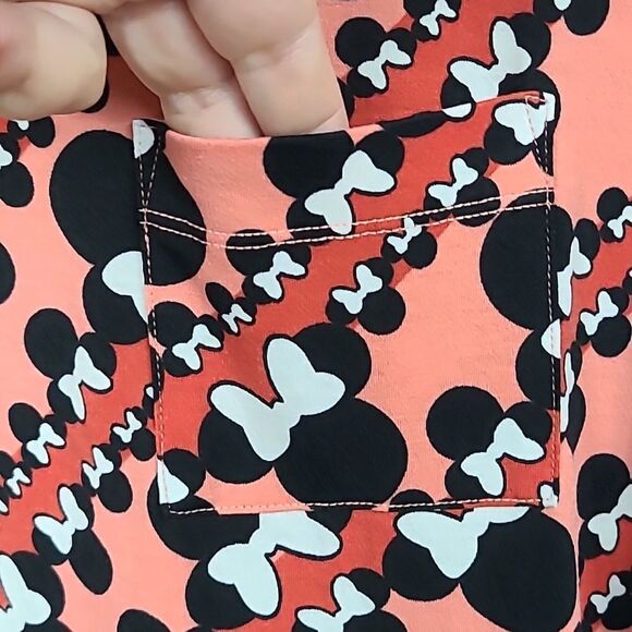 NWT LuLaRoe Disney Carly Dress Minnie Mouse Knit Midi Pocket High Low Casual 6/8 - Picture 4 of 11